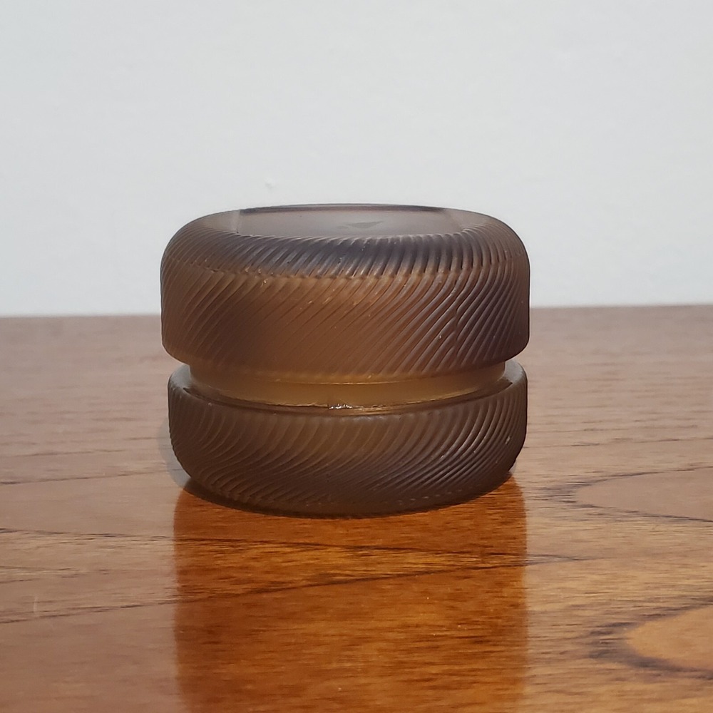 Orange/brown Glass Powder‎ cosmetic Box /Trinket Box w/Lid Vanity